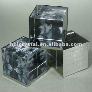 HBL crystal cube paperweight
