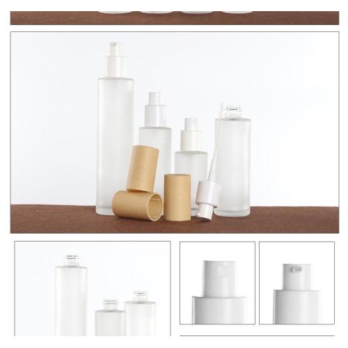 Wood grain cosmetic glass bottles are unpacked