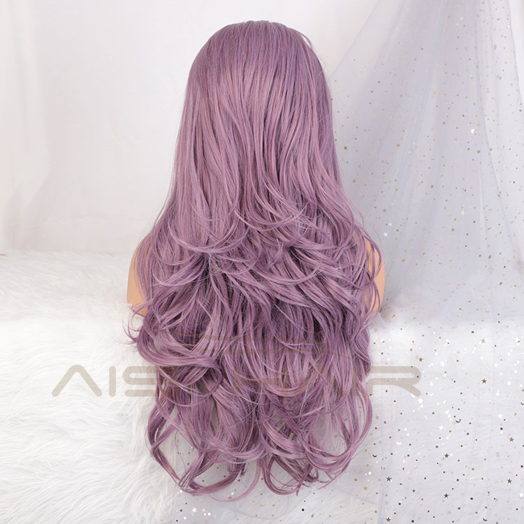 Aisi Hair New Design 26 Inch Long Wavy Purple Color Wig Cosplay Swiss Lace Wig Body Wave Lace Frontal Hair Wigs For Black Women