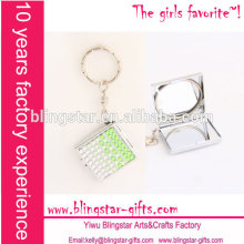 beaded square shape mirror photo keychain