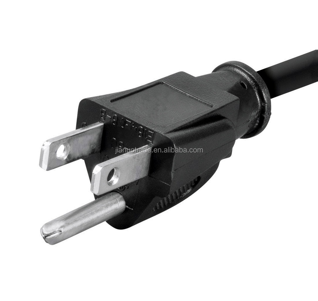 14AWG Right Angle Power Cord Cable w/ 3 Conductor PC Power Connector Socket (C13/5-15P) Black 15 Feet