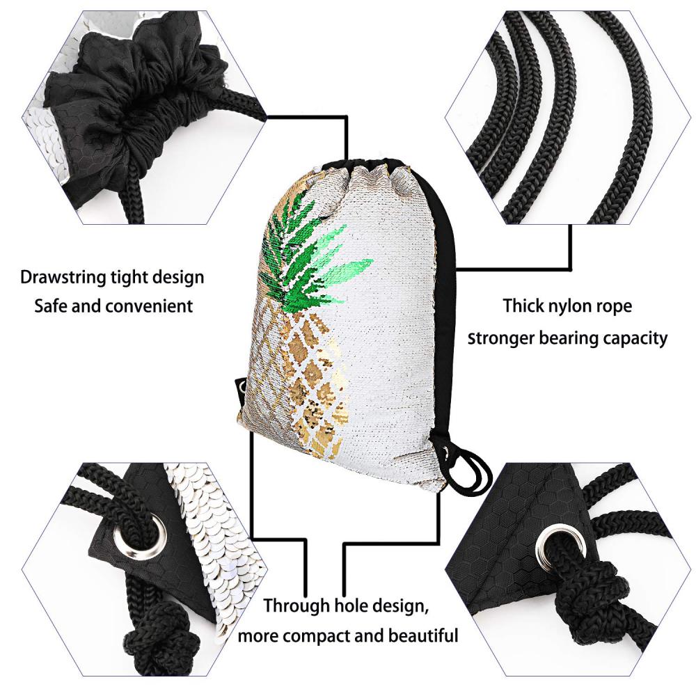 Pineapple Reversible Sequin Drawstring Bag 2 Pineapple Reversible Sequin Drawstring Bag 2