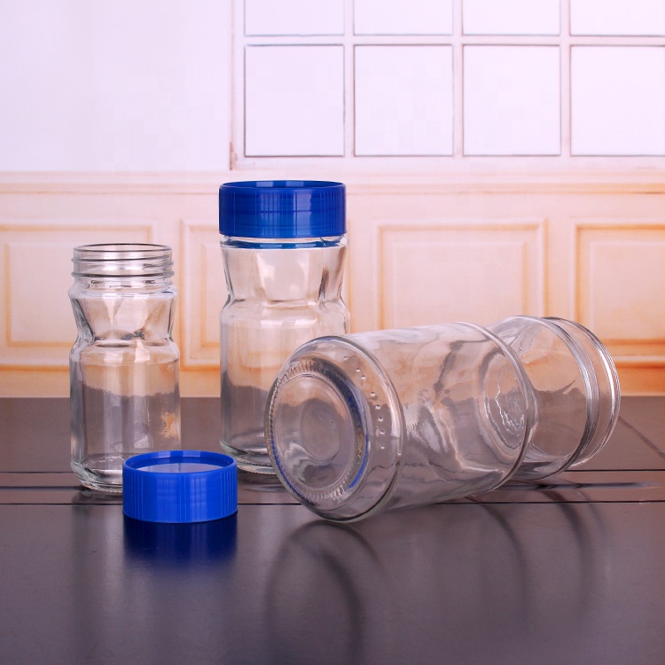 200ml Transparent glass coffee jar series with plastic cap