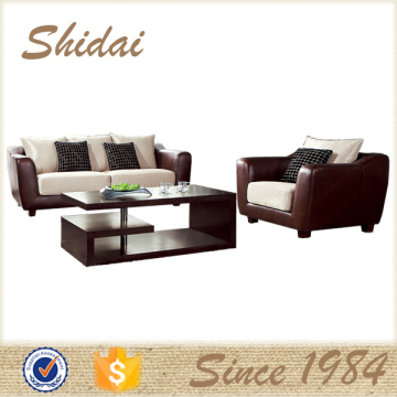 modern fabric cushion leisure sofa with PU cover / office reception sofa / half fabric half leather sofa G148