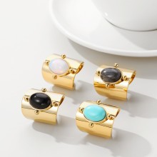 Stainless Steel Ring 18K Gold-Plated With Opal