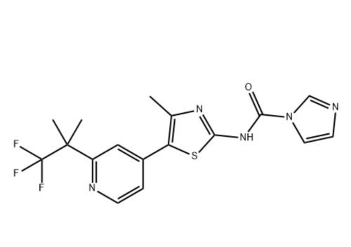 N- (4-मिथाइल -5- (2- (1,1,1-trifluoro-2-methylpropan-2-yl) pyridin-4-yl) thiazol-2-yl) -1h-imidazole-1-carboxamide 1357476 -70-0