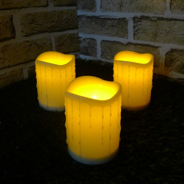 LED Flickering Flameless Faux Wax Drippings Candle