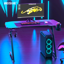 Z Shaped Gaming Desk with LED Lights - Wholesale Office Desk Furniture