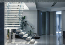 Modern Led Mono Stringer Staircase Glass Railing