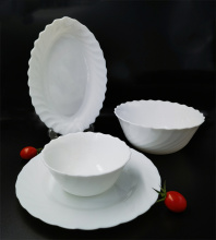 White Opal Glass Tableware Dinner Set