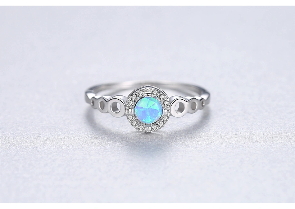 Elegant 925 Sterling Silver CZ Opal Rings