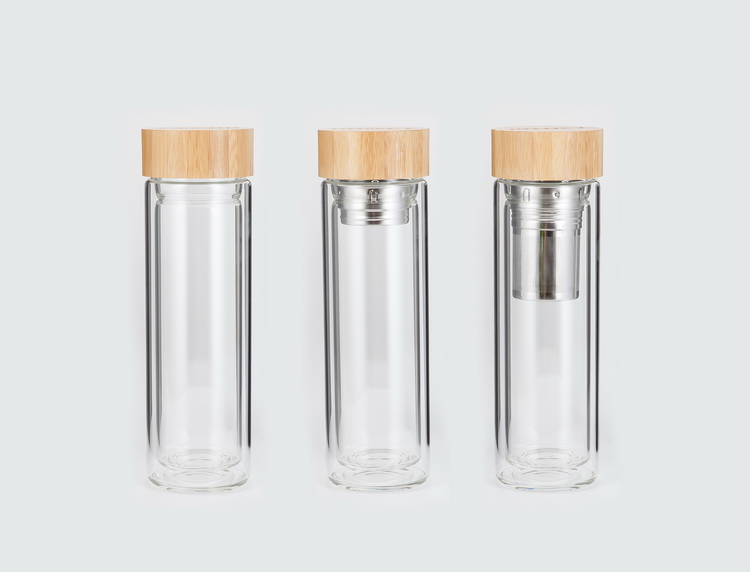 Wholesale Double Wall Glass Bottle BPA Free with Infuser