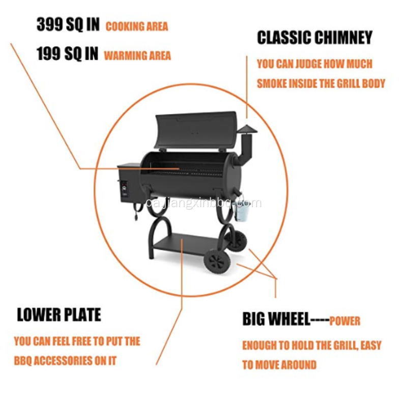 Fusta de pellet a l&#39;aire lliure Grill 7-in-1 Fumador de barbacoa