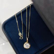 18K Gold Bezel Lab Grown Diamond Pendant Necklace