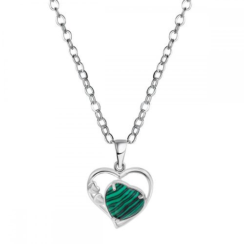 Malachite Love Heart Birthstone Pendant Gemstone Necklaces for Women