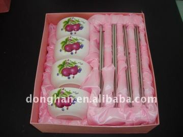 ceramic dinner bowl set with chopsticks dinner set