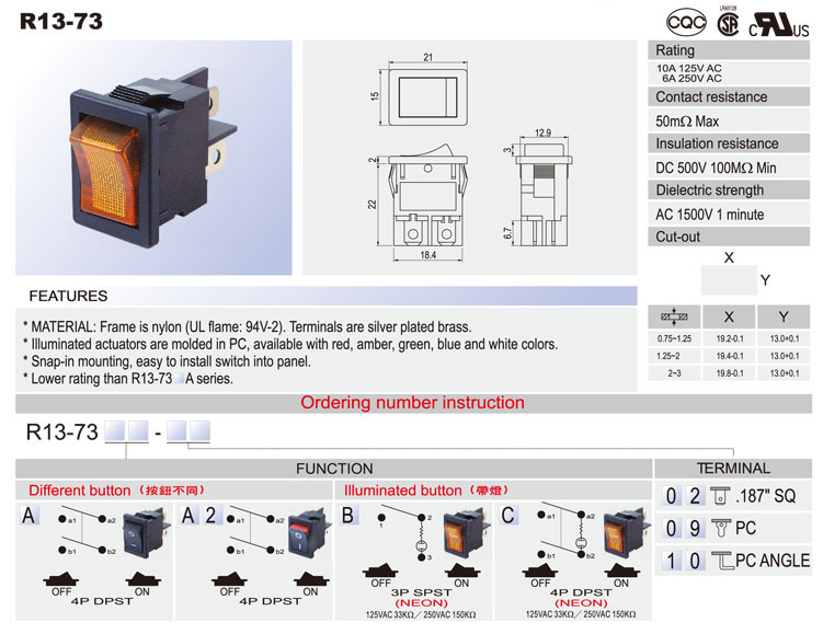 Waterproof Rocker Switch