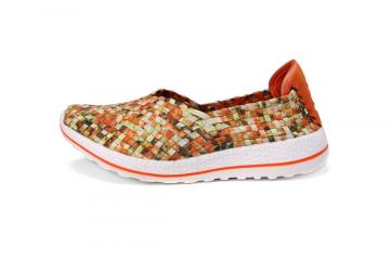 Orange Memory Foam Cushioned Insole Woven Slip-ons