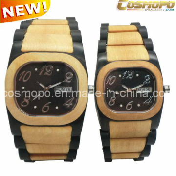 Pair Wood Watch with Calendar (SA1373)