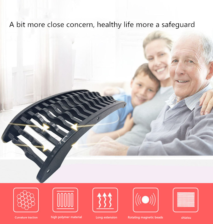 Household portable magnetic therapy lumbar back spine traction stretcher massager