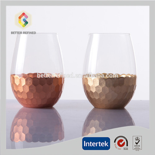 Hand Made Gold And Copper Stemless Wine Glasses