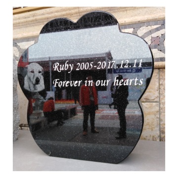 Custom Made Black Granite Paw Print Dog Memorial Stone Gifts