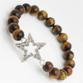 Yellow Tiger eye Gemstone Bracelet with Diamante alloy star Piece