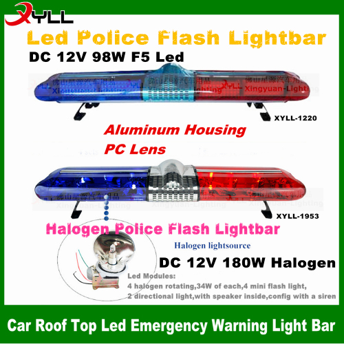 12V police emergency warning halogen light bar for sale