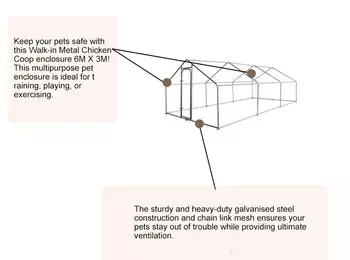 Paw Hut Galvanized Metal chicken coop cage with cover walk in pen run