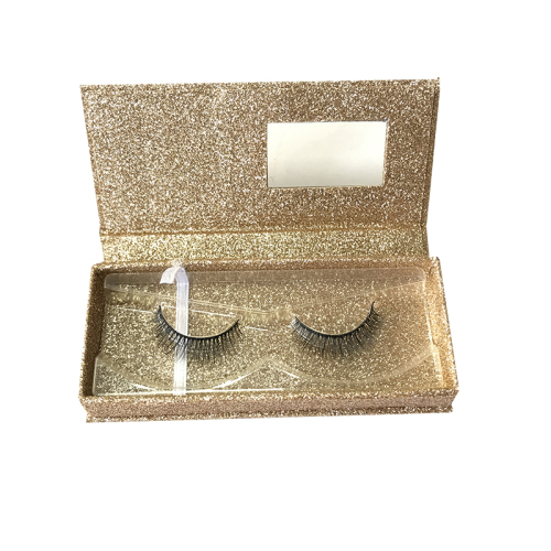 Quality Gold Glitter Eyelash Box with Magnetic