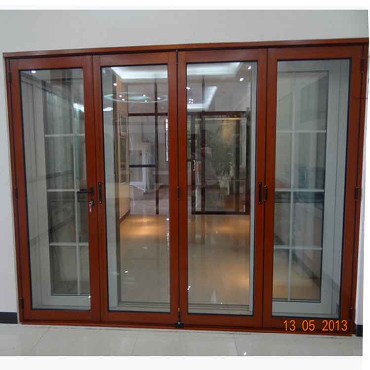 Accordion clear tempered glass folding door garden bifold doors aluminum front door