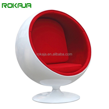 Modern Round Sphere Egg Chair - Fiberglass Velvet Leisure Chair for Living Room