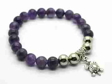 Natural Amethyst Bracelet Gemstone Beads jewelry alloy pendants