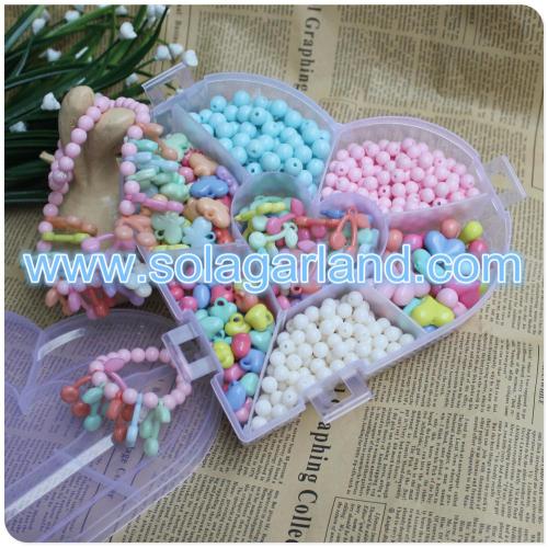 Lovely Heart Shape Plastic Box For Jewelry Beads Pills Storage With 9 Small Containers Jars