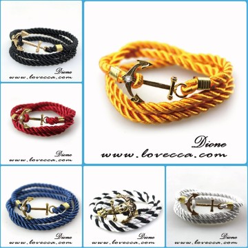 Small MOQ anchor mens/women bracelet wholesale anchor rope bracelet