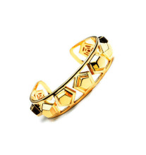 carved fake nugget 18k solid gold bangles