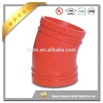 Manufacture directly supply FM UL approved grooved pipe fitting grooved elbow fitting 22.5 degree