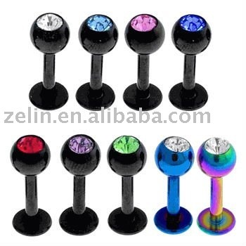 High quality titanium anodized labret ring body piercing jewelry