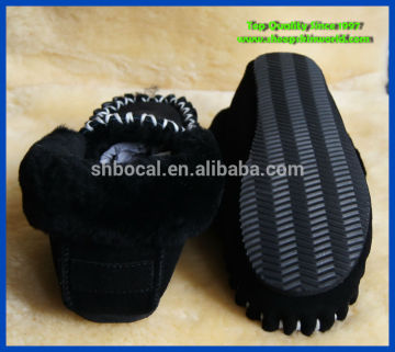 rubber sole sheepskin leather moccasins