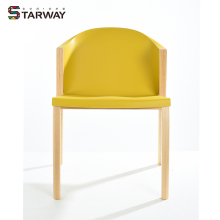 Modern plastic seat wood frame dinning side chair