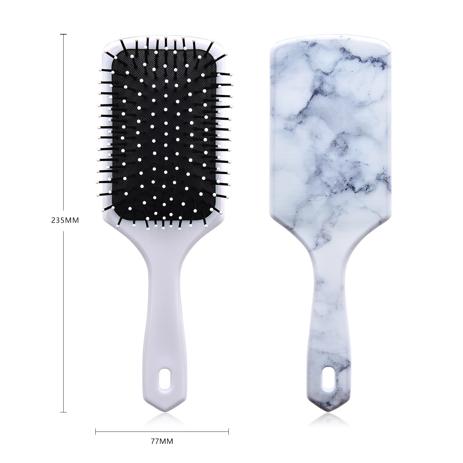 Massage Hair Brush Comb Customized Logo Printing Package Handle Type comb hair care brush fashion square paddle hairbrush