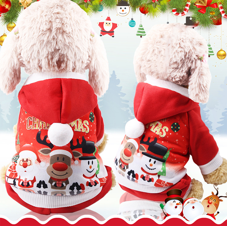 Christmas Elderly Snowman Elk Sweater Fleece Clothes Dog Cat Pet Clothes