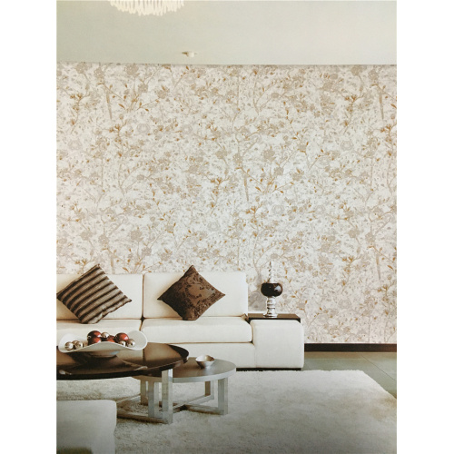 golden flower pvc wallpaper with Non-Woven back