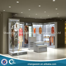small clothes shop display table and counters