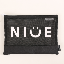 A4 Size Custom Logo Black and White Zipper Mesh Pencil Pouch Bag