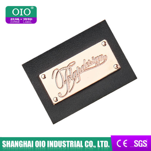 OIO Embossed Brand Jeans PU Label Patch With Metal Patch