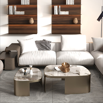 Living room size round stainless steel coffee table