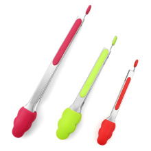 Heat Resistant Rubber Handle Silicone Plastic Salad Tongs