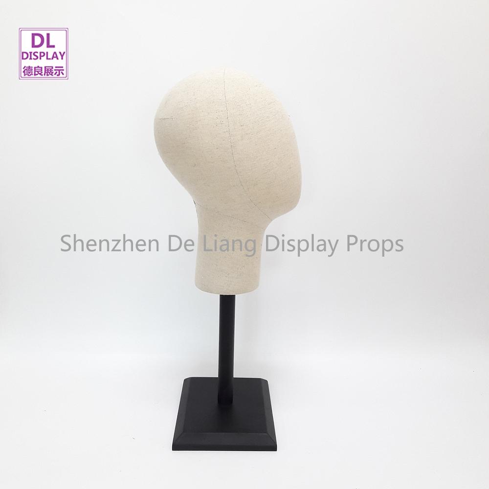 NEW DL170721 Grey linen fabric egg head mannequin for window display hat sunglass fabric torso with black wooden square bases