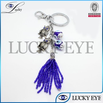 blue beautiful key chain owl charm